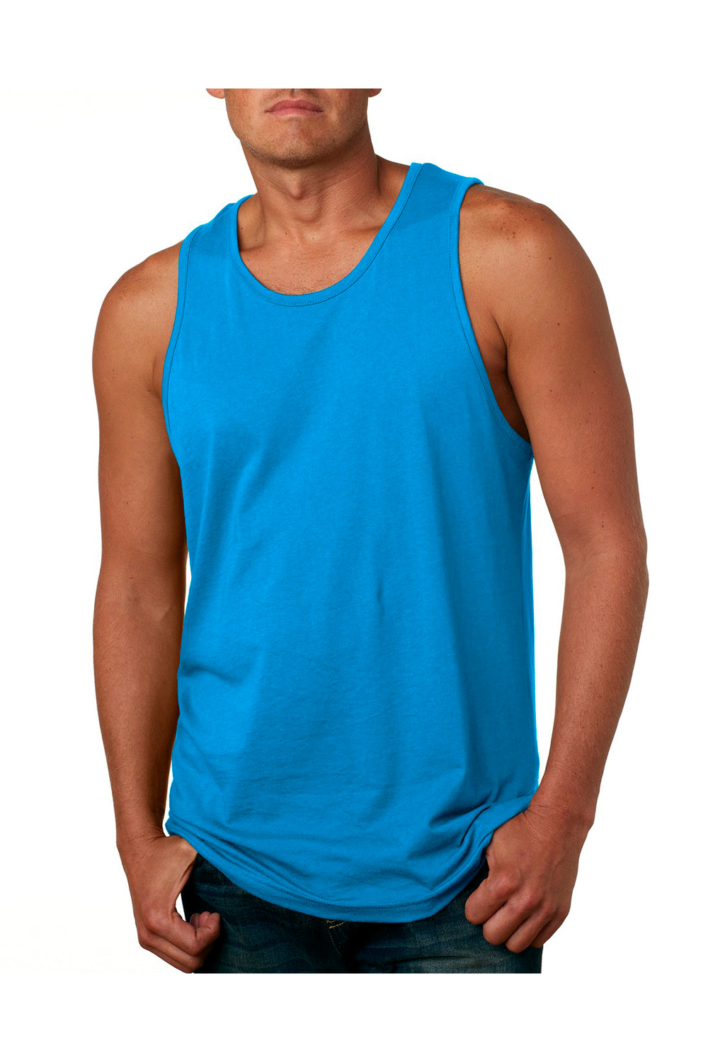 Next Level 3633 Mens Tank Top Turquoise Blue Front