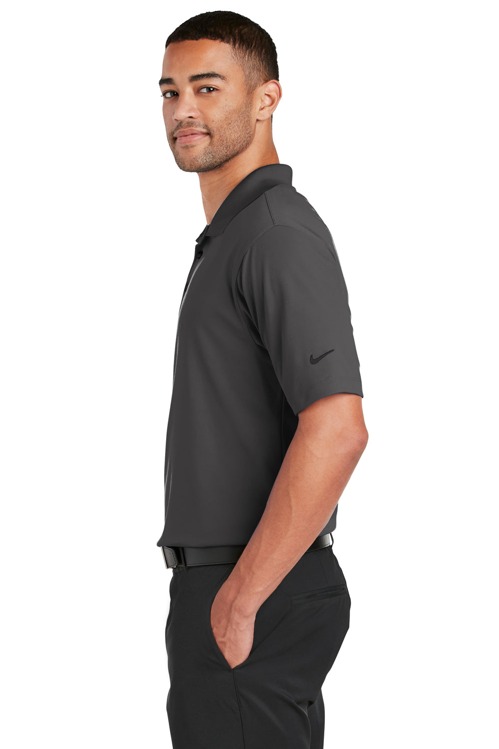 Nike 363807 Mens Dri-Fit Moisture Wicking Short Sleeve Polo Shirt Anthracite Grey Side