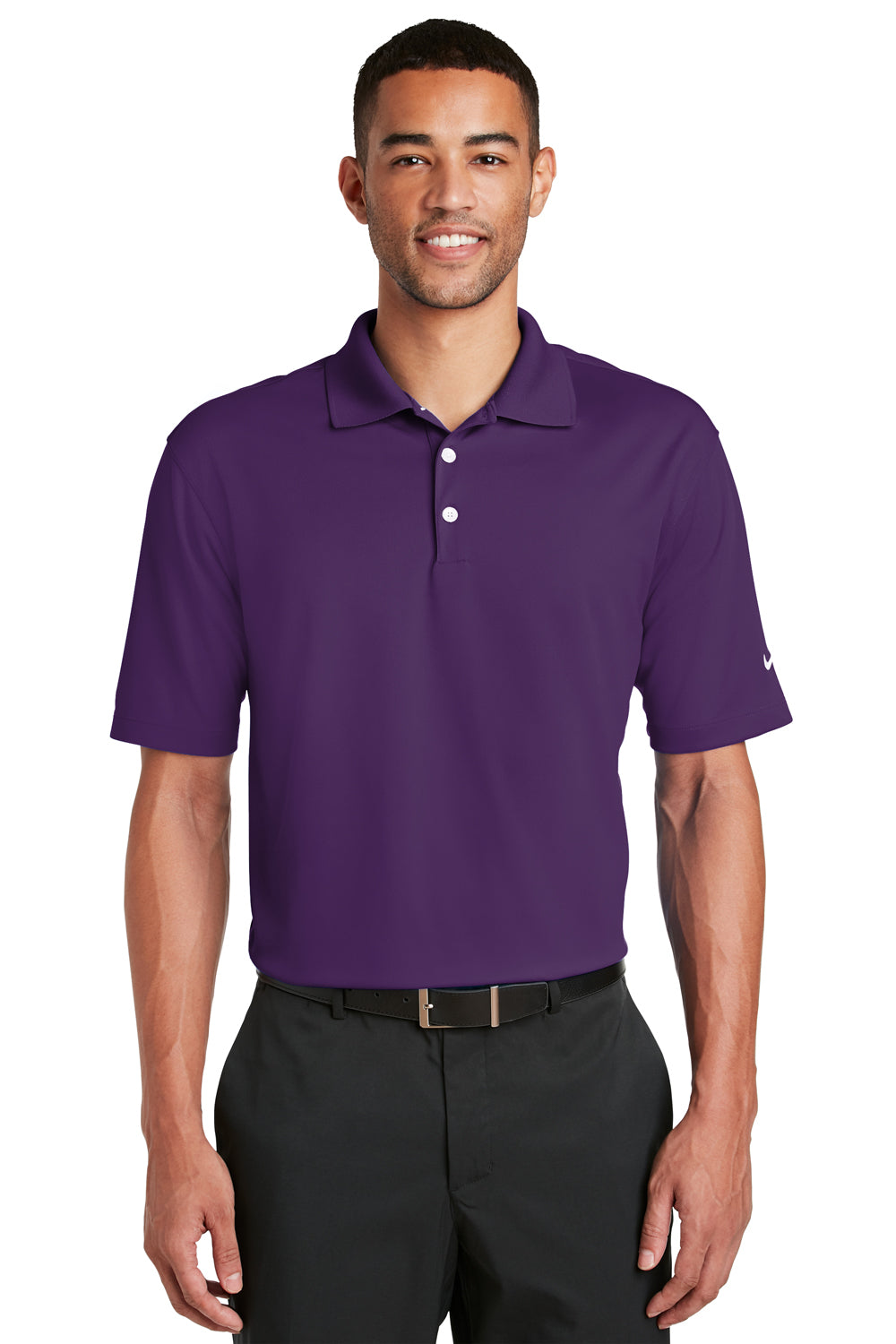 Nike 363807 Mens Dri-Fit Moisture Wicking Short Sleeve Polo Shirt Purple Front