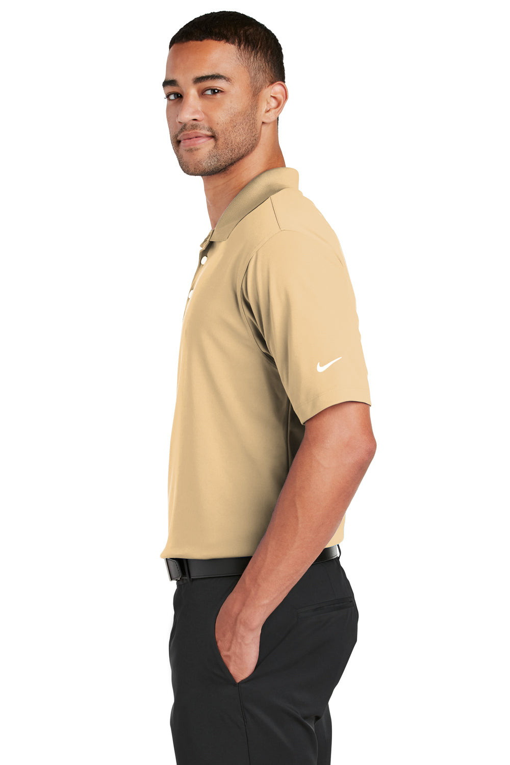 Nike 363807 Mens Dri-Fit Moisture Wicking Short Sleeve Polo Shirt Pale Vanilla Side