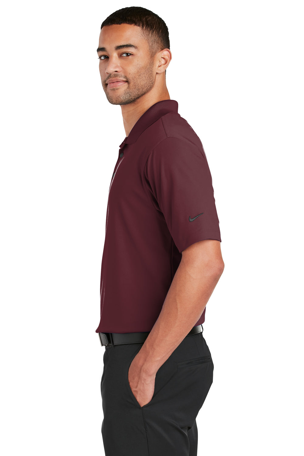 Nike 363807 Mens Dri-Fit Moisture Wicking Short Sleeve Polo Shirt Team Red Side