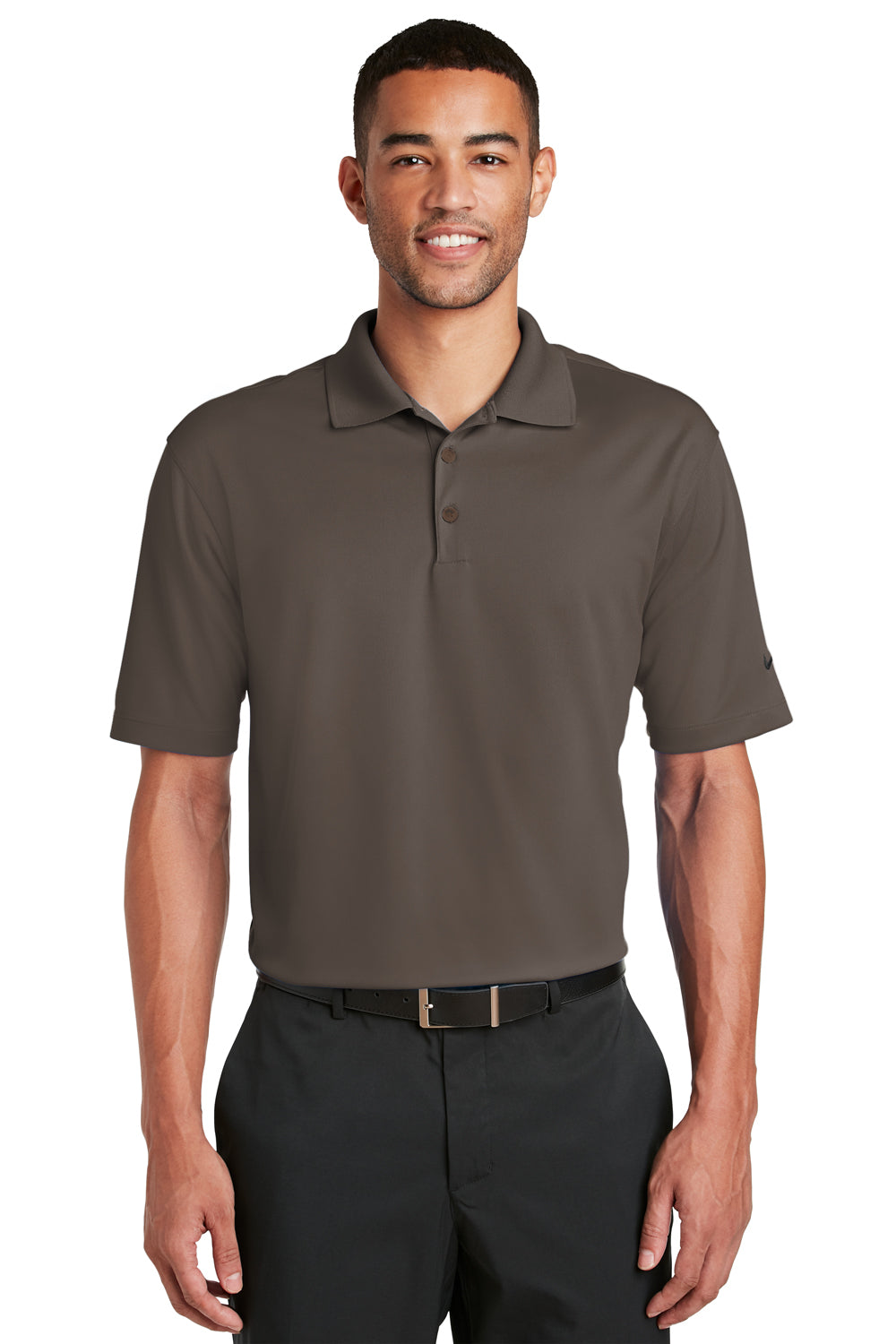 Nike 363807 Mens Dri-Fit Moisture Wicking Short Sleeve Polo Shirt Brown Front