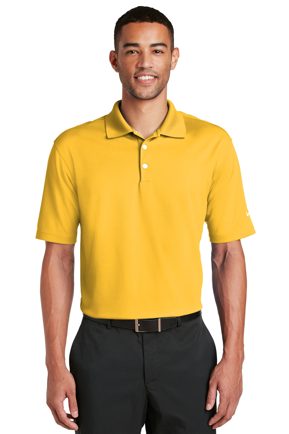 Nike 363807 Mens Dri-Fit Moisture Wicking Short Sleeve Polo Shirt Gold Front