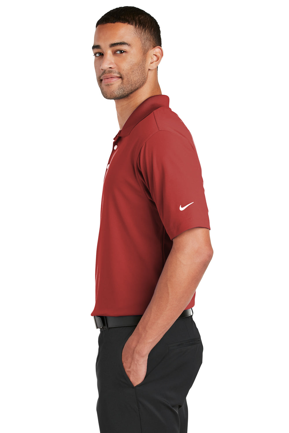 Nike 363807 Mens Dri-Fit Moisture Wicking Short Sleeve Polo Shirt Varsity Red Side