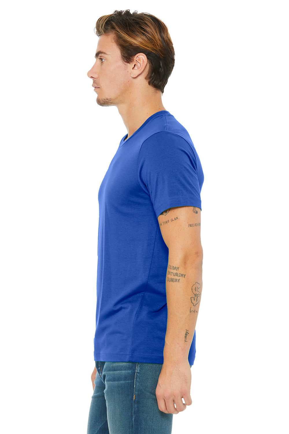 Bella + Canvas 3650 Mens Short Sleeve Crewneck T-Shirt Royal Blue Side
