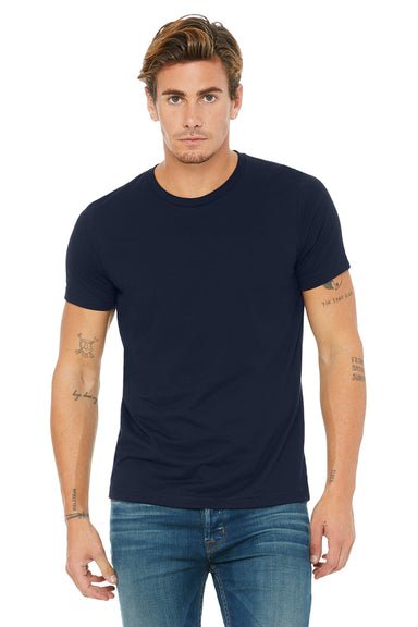 Bella + Canvas 3650 Mens Short Sleeve Crewneck T-Shirt Navy Blue Front