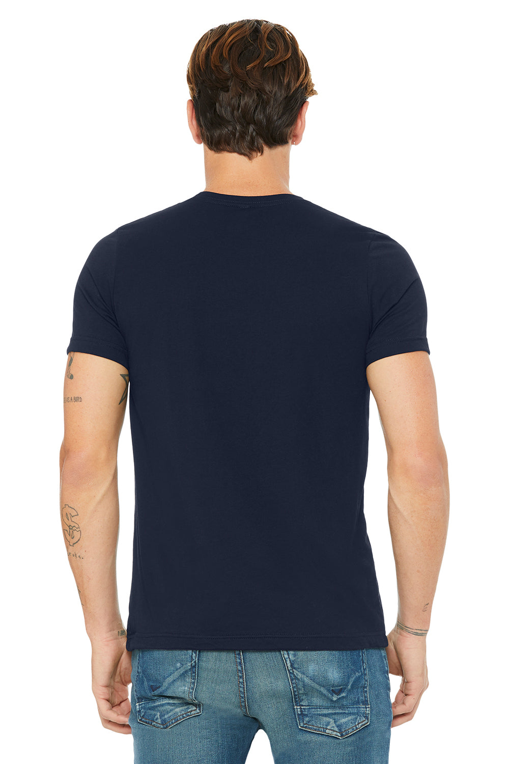Bella + Canvas 3650 Mens Short Sleeve Crewneck T-Shirt Navy Blue Back
