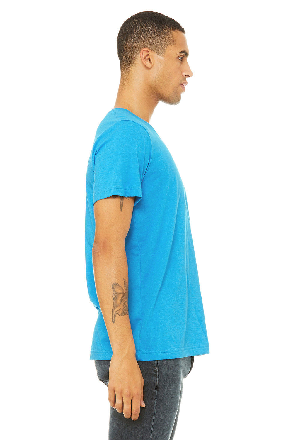 Bella + Canvas 3650 Mens Short Sleeve Crewneck T-Shirt Neon Blue Side