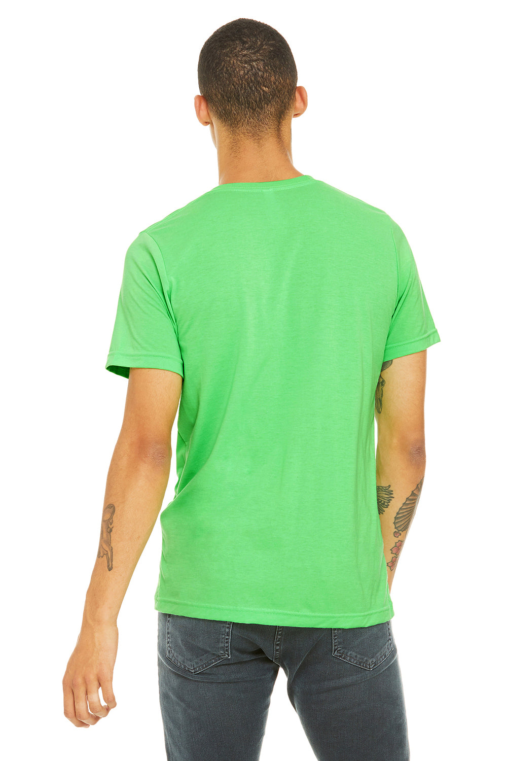 Bella + Canvas 3650 Mens Short Sleeve Crewneck T-Shirt Neon Green Back