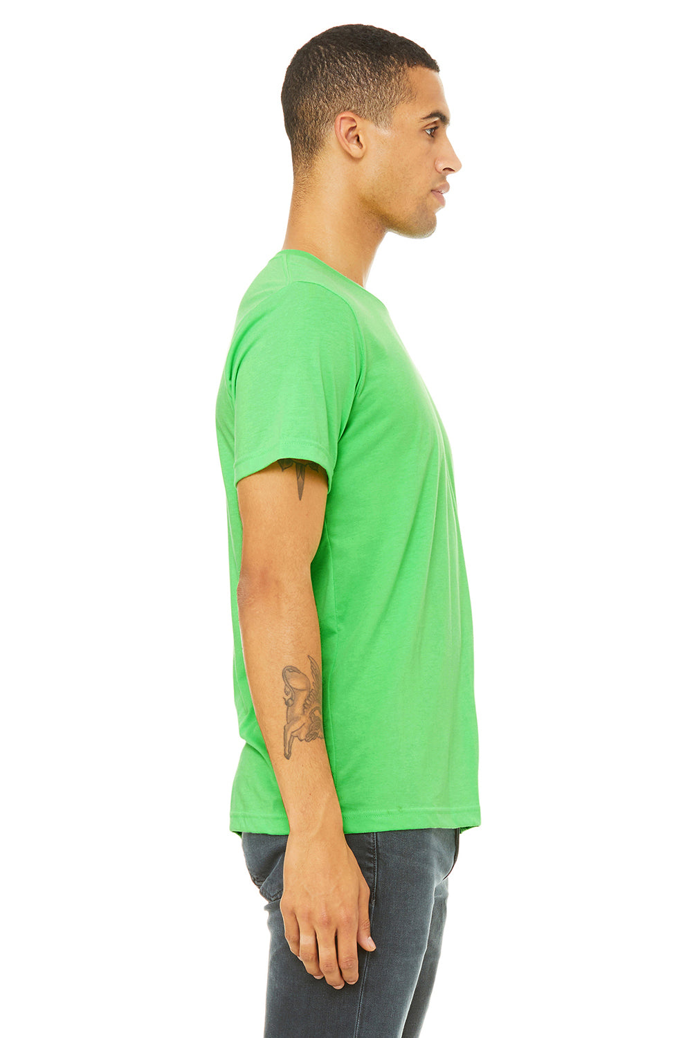 Bella + Canvas 3650 Mens Short Sleeve Crewneck T-Shirt Neon Green Side