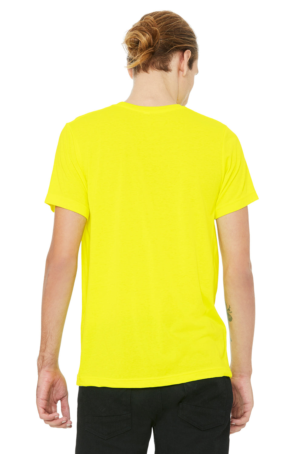 Bella + Canvas 3650 Mens Short Sleeve Crewneck T-Shirt Neon Yellow Back