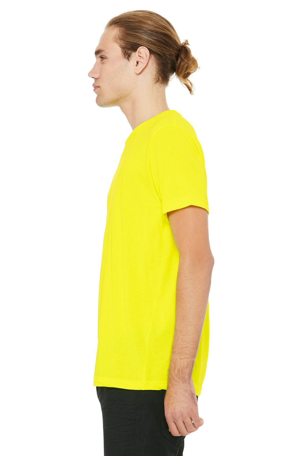 Bella + Canvas 3650 Mens Short Sleeve Crewneck T-Shirt Neon Yellow Side