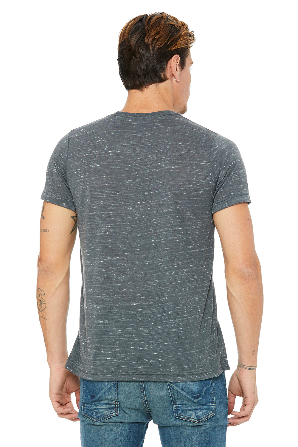 Bella + Canvas 3650 Mens Short Sleeve Crewneck T-Shirt Charcoal Grey Marble Back