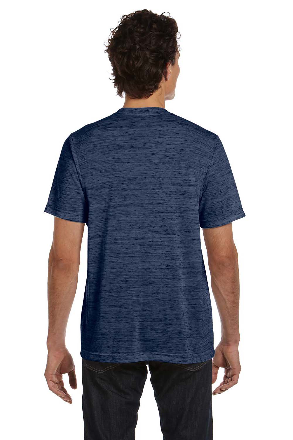 Bella + Canvas 3650 Mens Short Sleeve Crewneck T-Shirt Navy Blue Marble Back