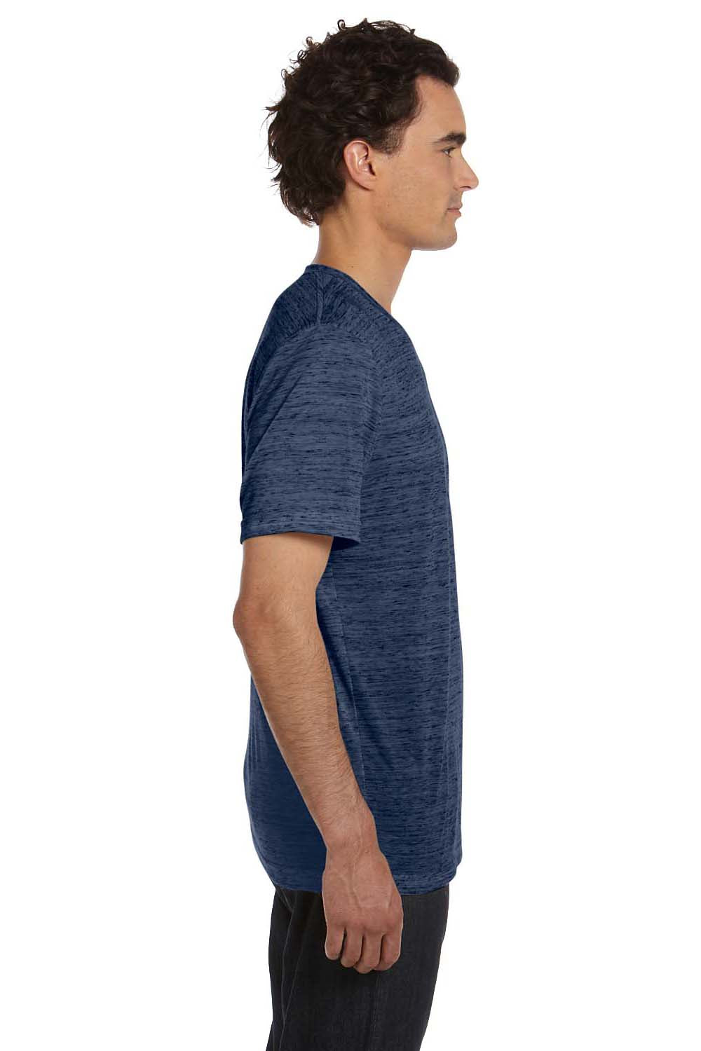 Bella + Canvas 3650 Mens Short Sleeve Crewneck T-Shirt Navy Blue Marble Side