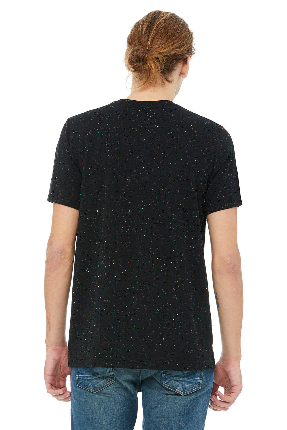 Bella + Canvas 3650 Mens Short Sleeve Crewneck T-Shirt Black Speckled Back