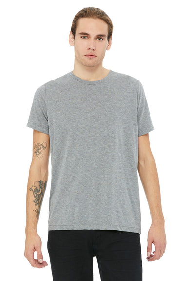 Bella + Canvas 3650 Mens Short Sleeve Crewneck T-Shirt Heather Deep Grey Speckled Front