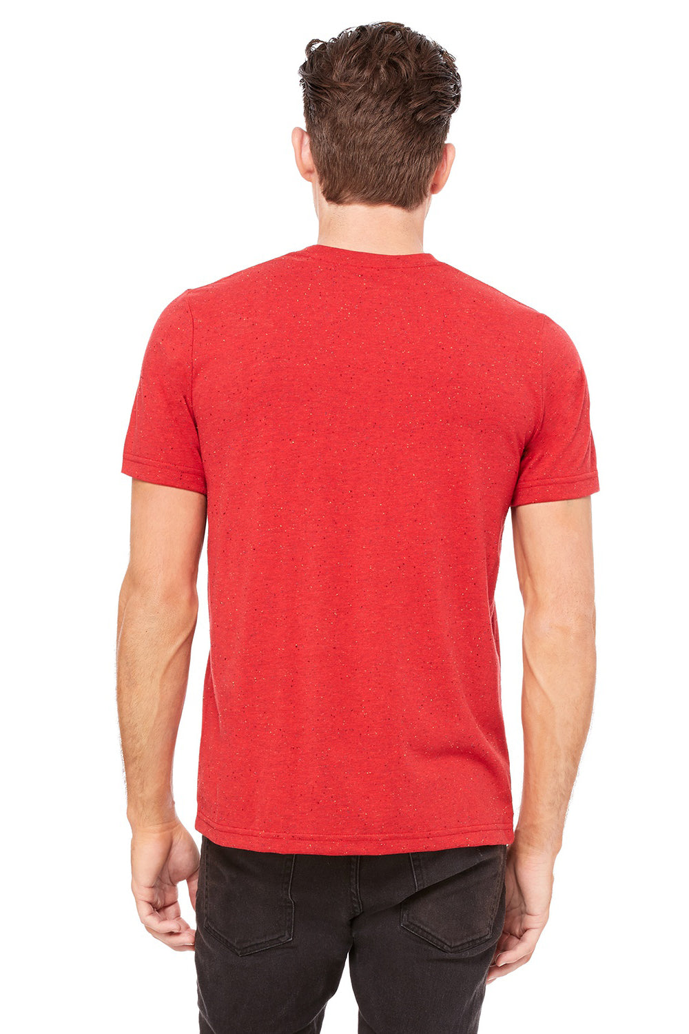 Bella + Canvas 3650 Mens Short Sleeve Crewneck T-Shirt Red Speckled Back