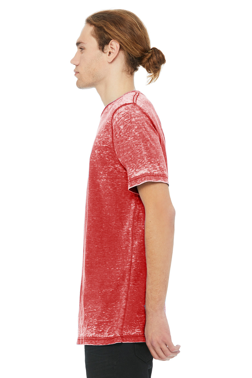 Bella + Canvas 3650 Mens Short Sleeve Crewneck T-Shirt Red Acid Washed Side