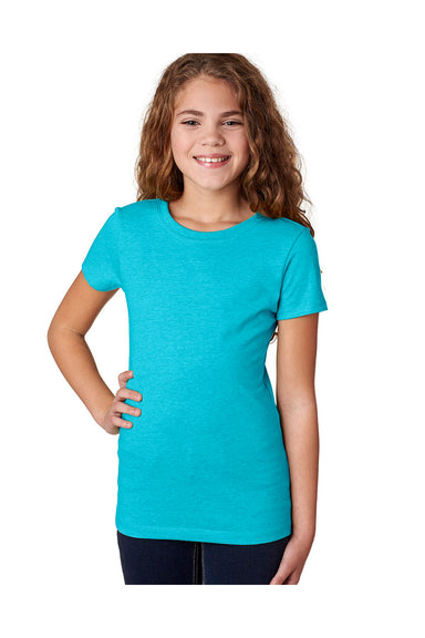 Next Level 3712 Youth Princess CVC Jersey Short Sleeve Crewneck T-Shirt Bondi Blue Front