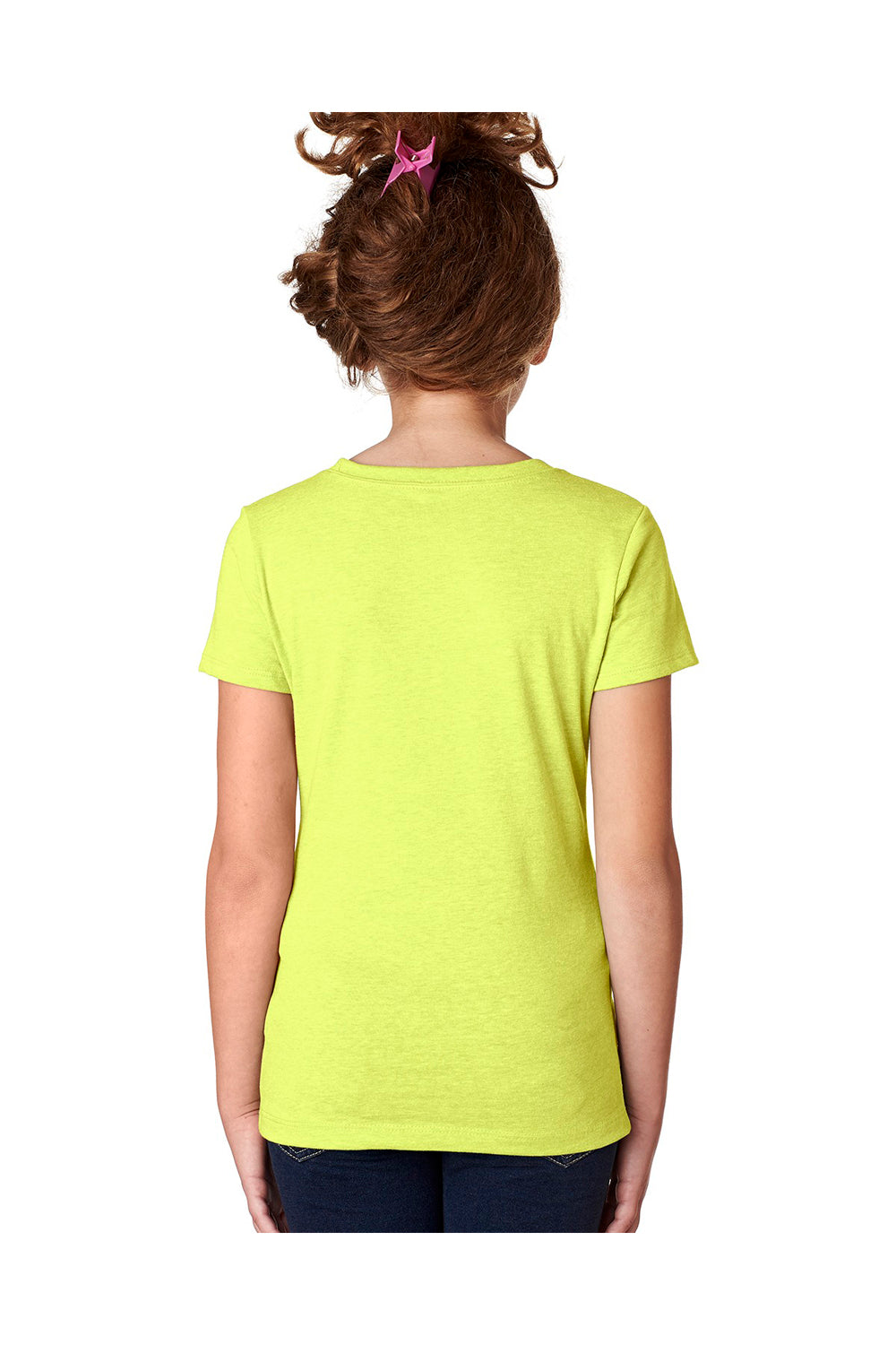 Next Level 3712 Youth Princess CVC Jersey Short Sleeve Crewneck T-Shirt Neon Yellow Back
