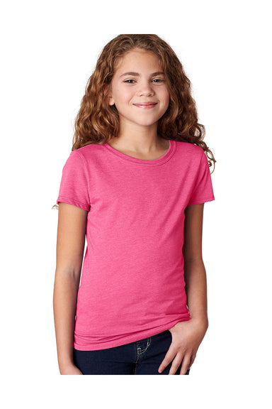 Next Level 3712 Youth Princess CVC Jersey Short Sleeve Crewneck T-Shirt Raspberry Pink Front