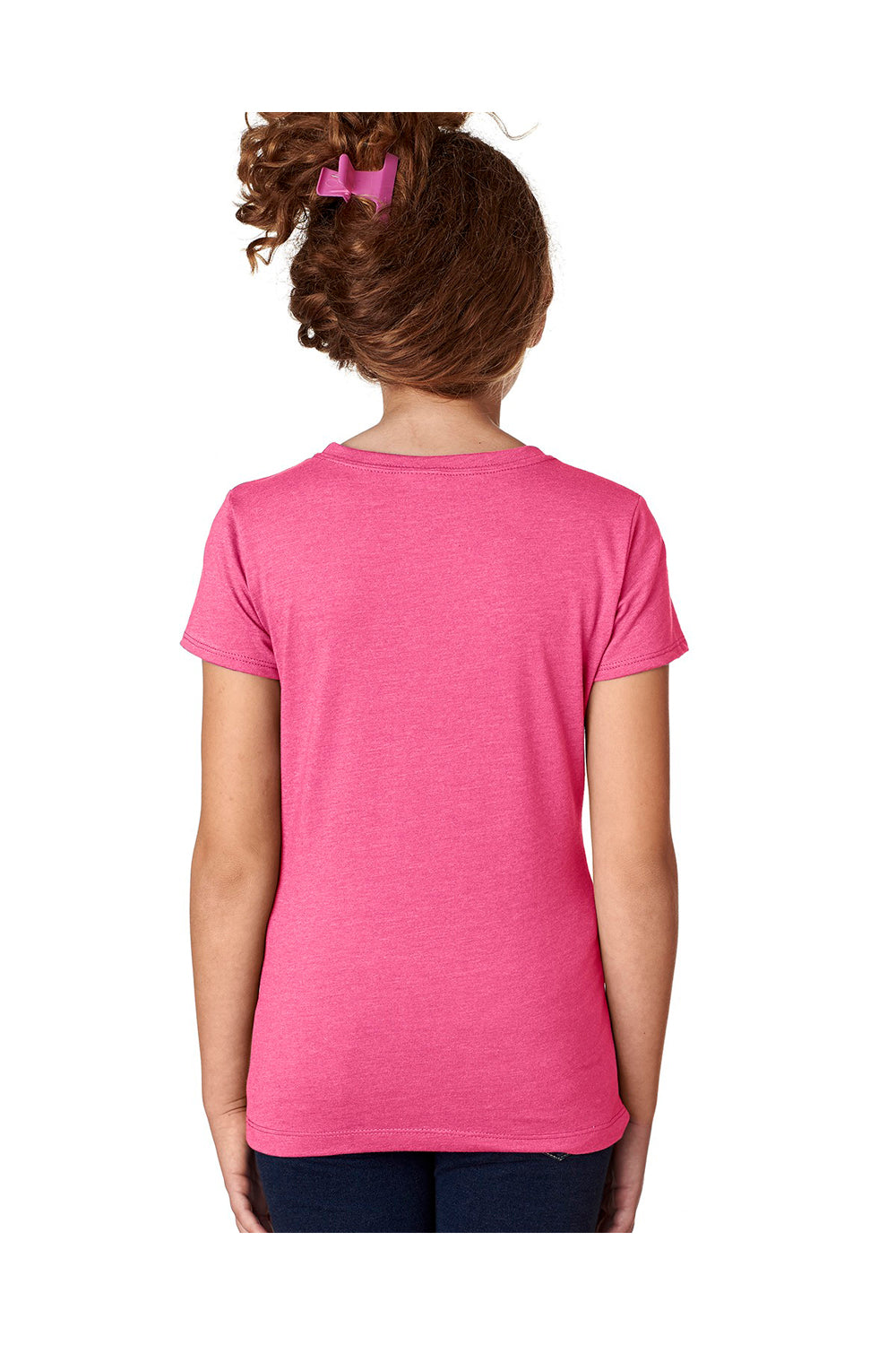 Next Level 3712 Youth Princess CVC Jersey Short Sleeve Crewneck T-Shirt Raspberry Pink Back