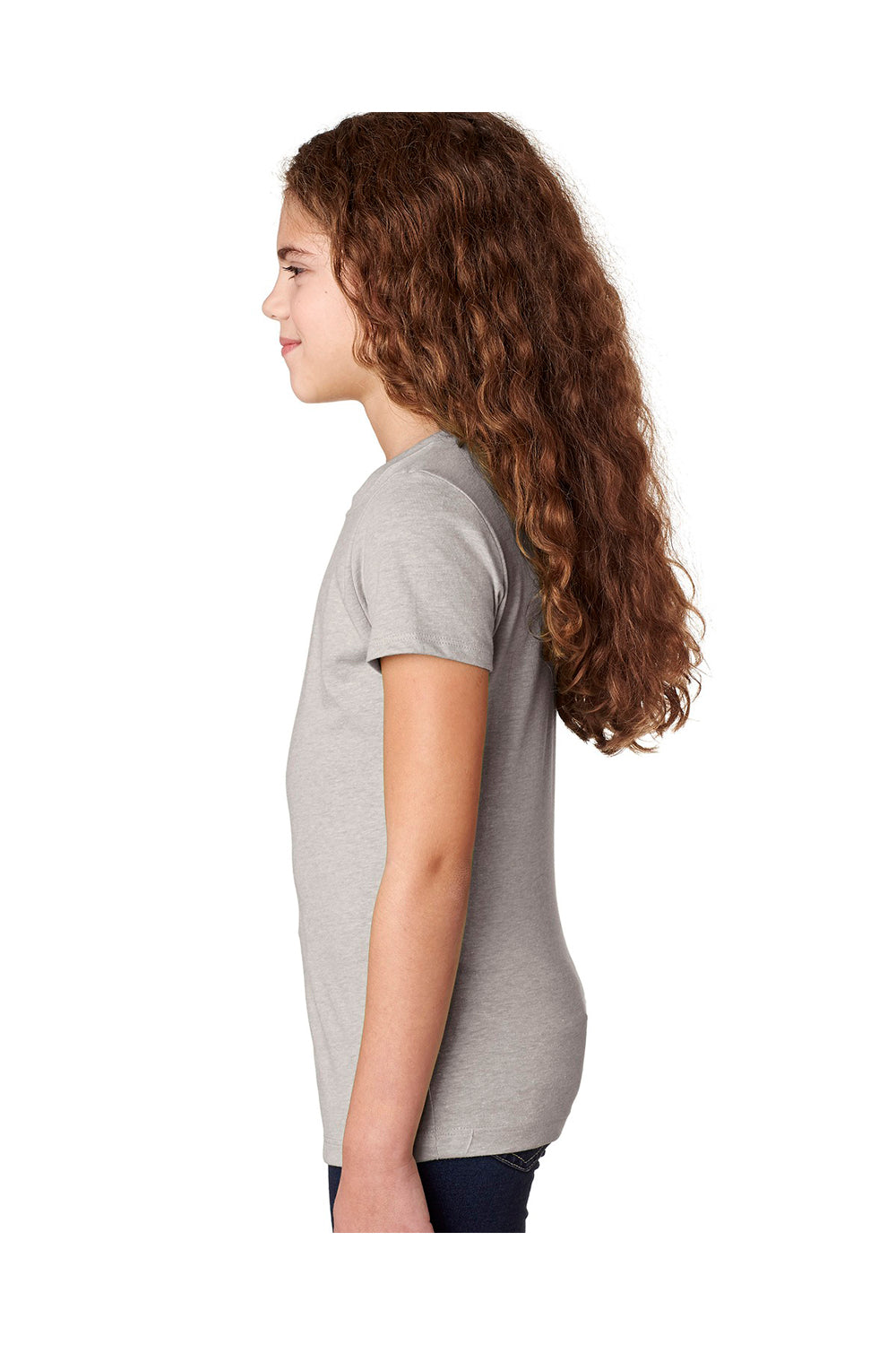 Next Level 3712 Youth Princess CVC Jersey Short Sleeve Crewneck T-Shirt Silk Grey Side