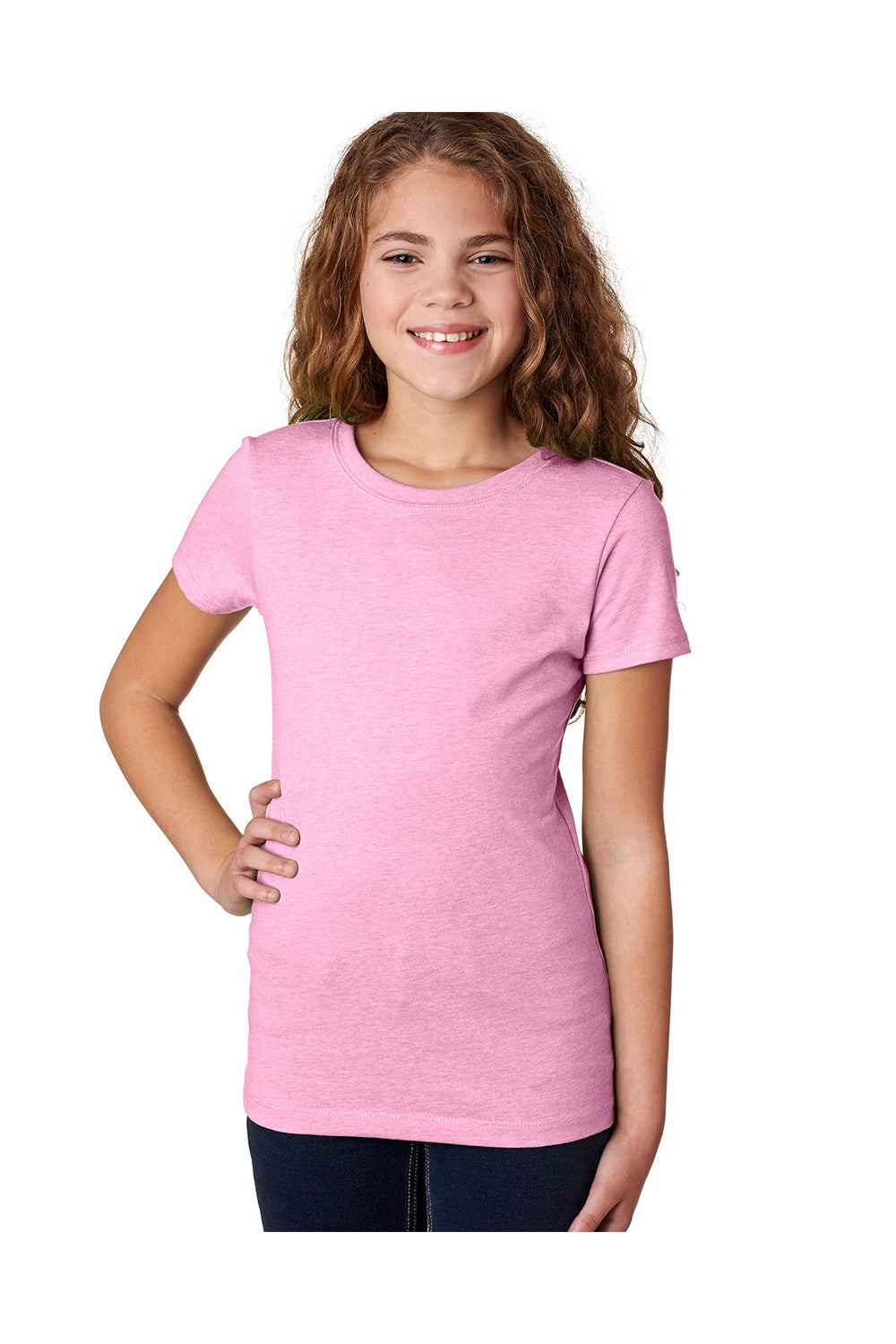 Next Level 3712 Youth Princess CVC Jersey Short Sleeve Crewneck T-Shirt Lilac Pink Front