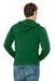 Bella + Canvas 3739 Mens Fleece Full Zip Hooded Sweatshirt Hoodie Kelly Green Back