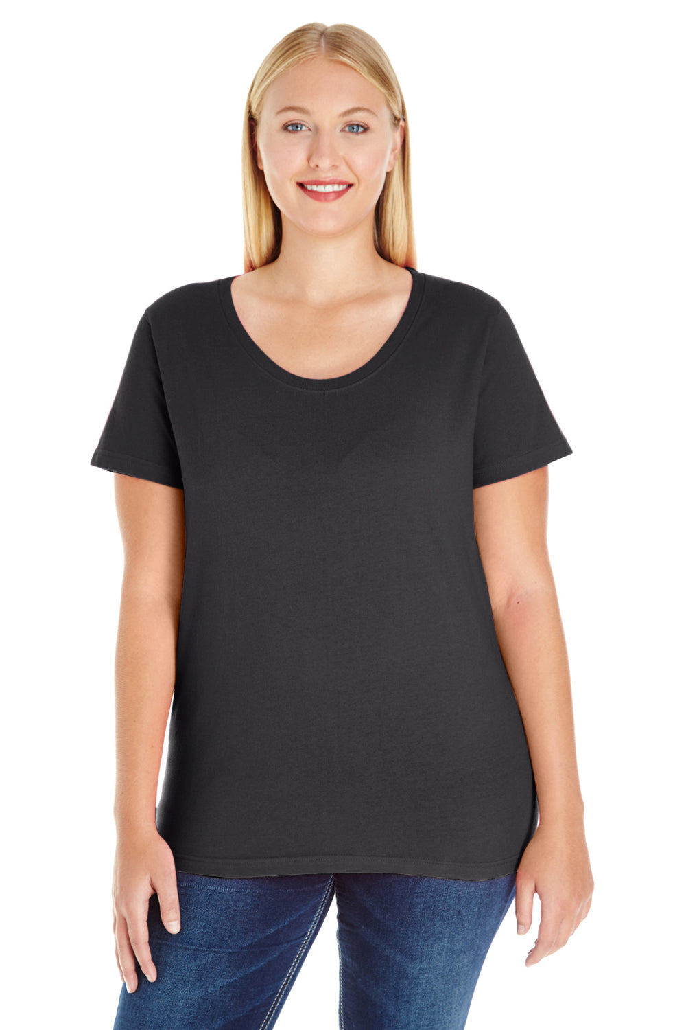 LAT 3804 Womens Premium Jersey Short Sleeve Scoop Neck T-Shirt Black Front