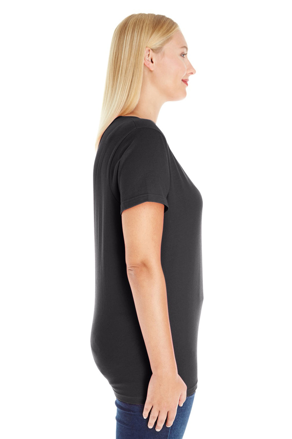 LAT 3804 Womens Premium Jersey Short Sleeve Scoop Neck T-Shirt Black Side