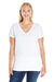 LAT 3807 Womens Premium Jersey Short Sleeve V-Neck T-Shirt White Front