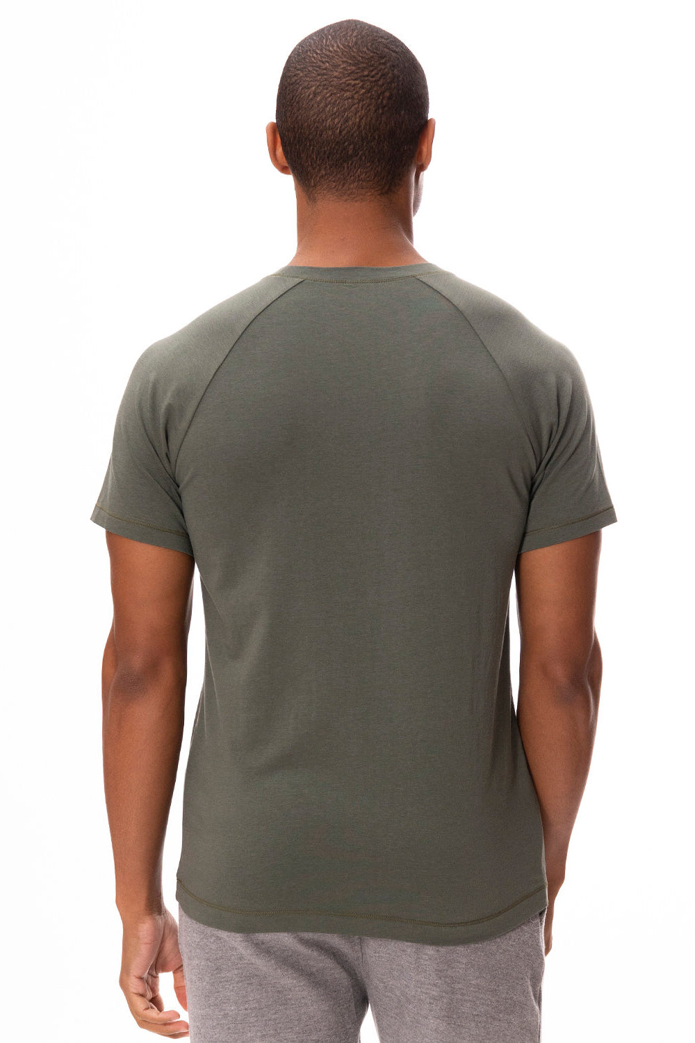 Threadfast Apparel 382R Mens Impact Short Sleeve Crewneck T-Shirt Army Green Back