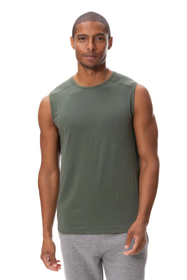 Threadfast Apparel 382T Mens Impact Tank Top Army Green Front