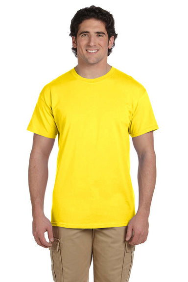 Fruit Of The Loom 3931 Mens HD Jersey Short Sleeve Crewneck T-Shirt Yellow Front