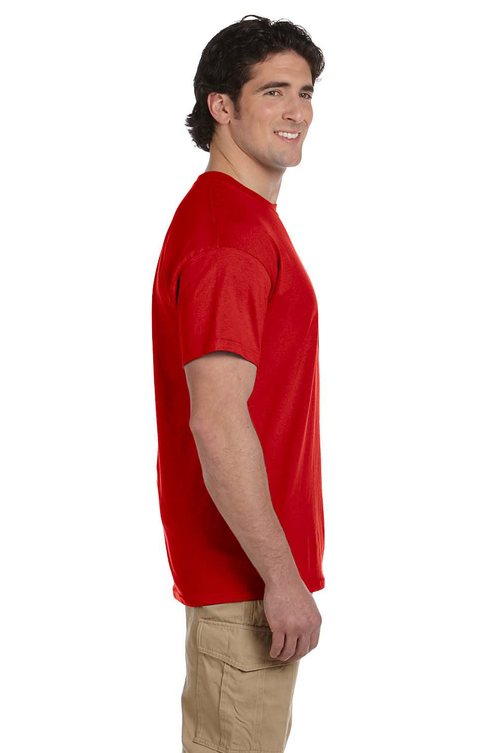 Fruit Of The Loom 3931 Mens HD Jersey Short Sleeve Crewneck T-Shirt Red Side