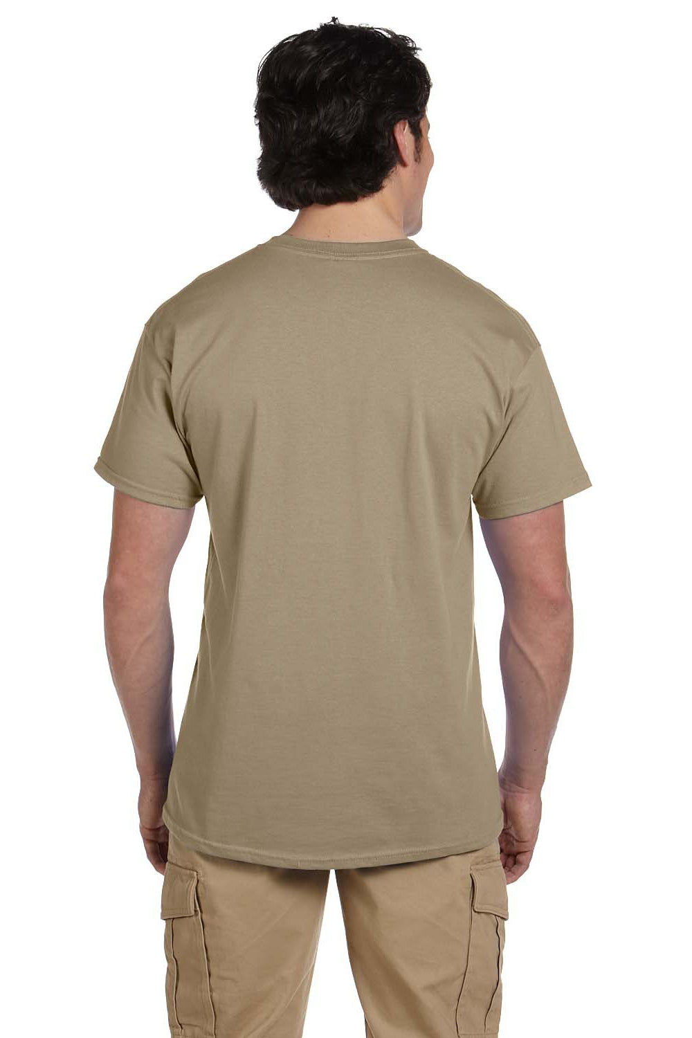 Fruit Of The Loom 3931 Mens HD Jersey Short Sleeve Crewneck T-Shirt Khaki Brown Back