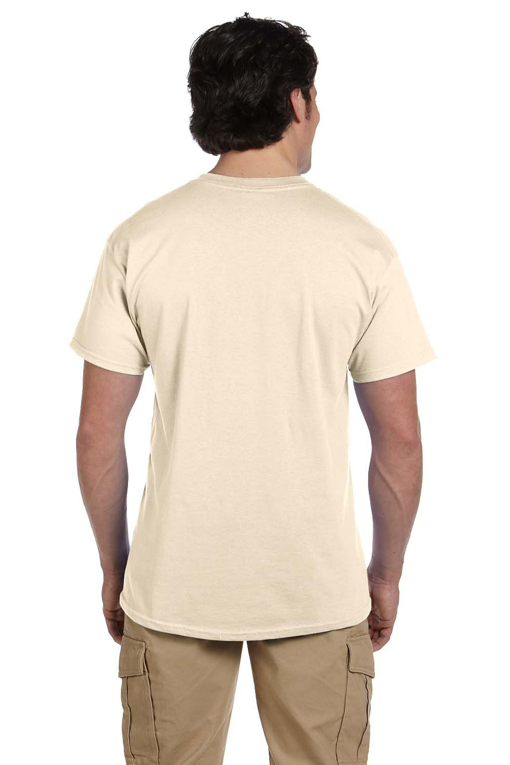 Fruit Of The Loom 3931 Mens HD Jersey Short Sleeve Crewneck T-Shirt Natural Back
