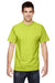 Fruit Of The Loom 3931 Mens HD Jersey Short Sleeve Crewneck T-Shirt Safety Green Front