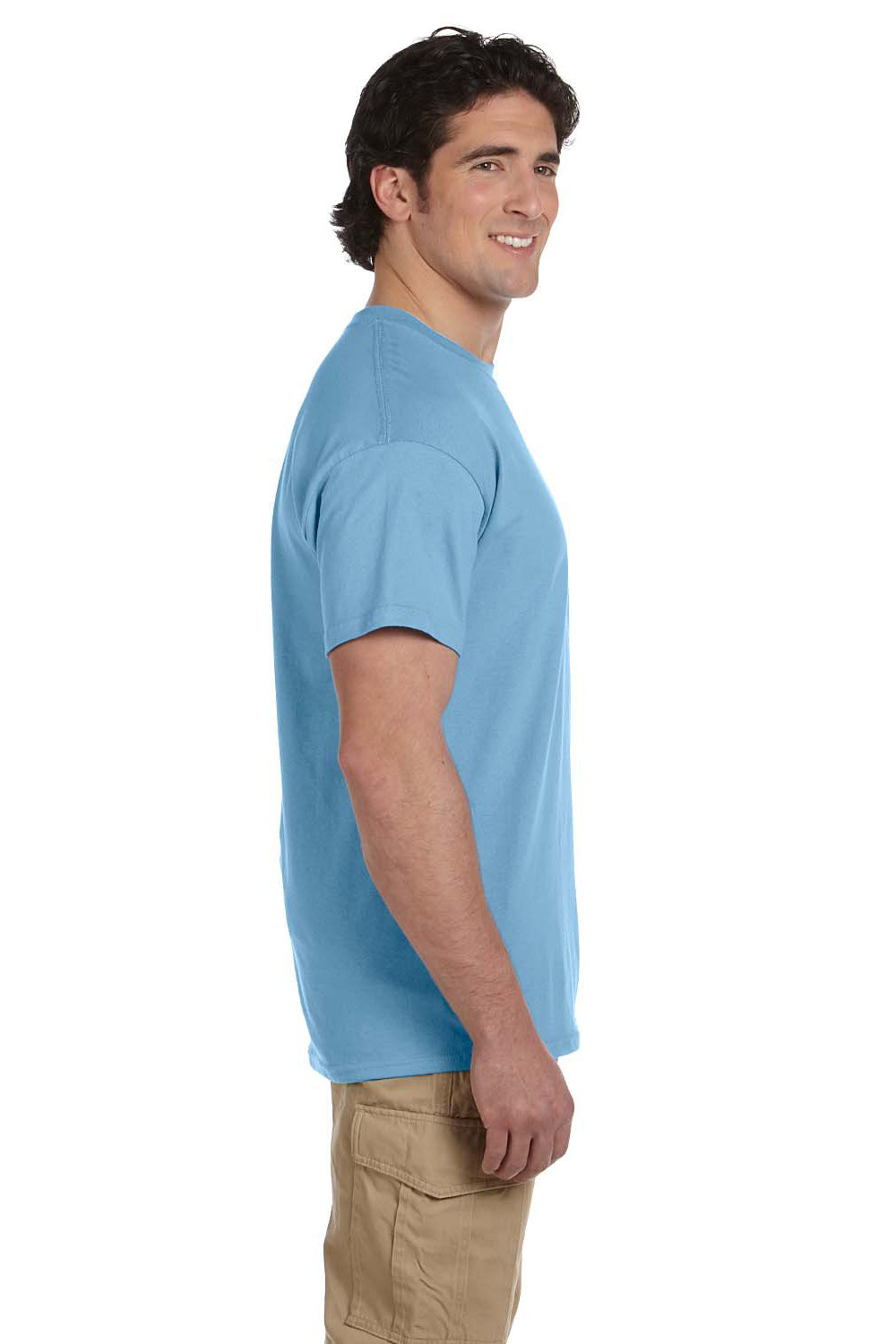 Fruit Of The Loom 3931 Mens HD Jersey Short Sleeve Crewneck T-Shirt Light Blue Side