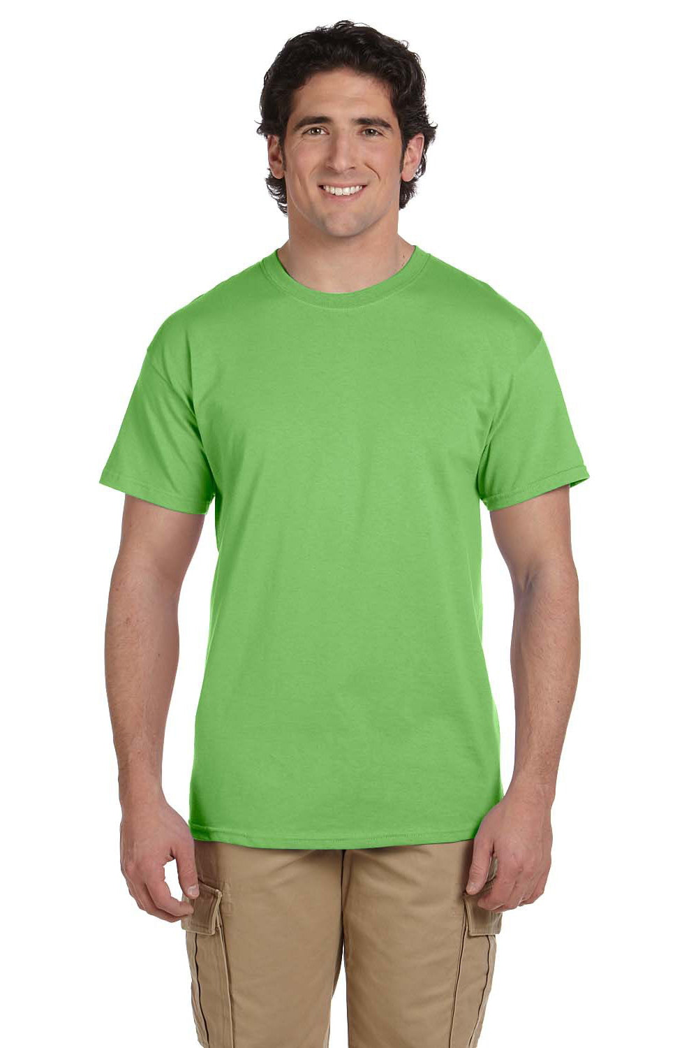 Fruit Of The Loom 3931 Mens HD Jersey Short Sleeve Crewneck T-Shirt Kiwi Green Front