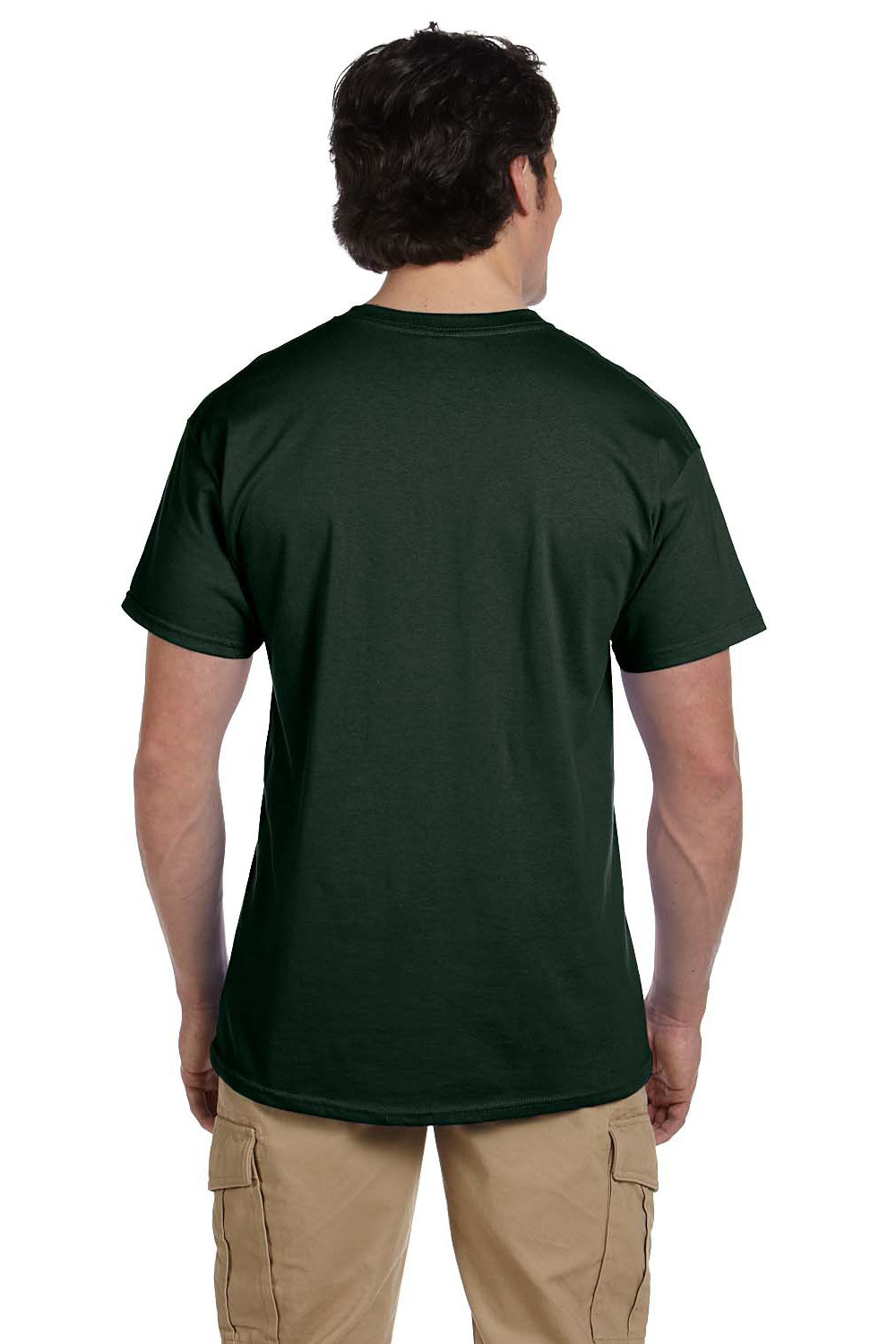 Fruit Of The Loom 3931 Mens HD Jersey Short Sleeve Crewneck T-Shirt Forest Green Back