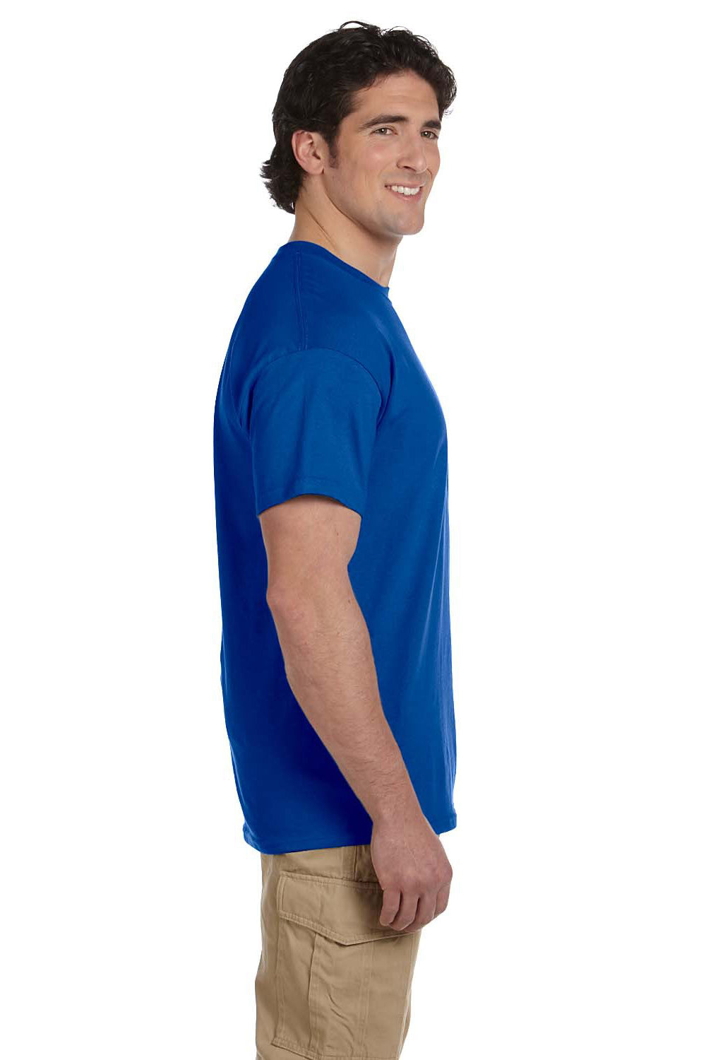 Fruit Of The Loom 3931 Mens HD Jersey Short Sleeve Crewneck T-Shirt Royal Blue Side