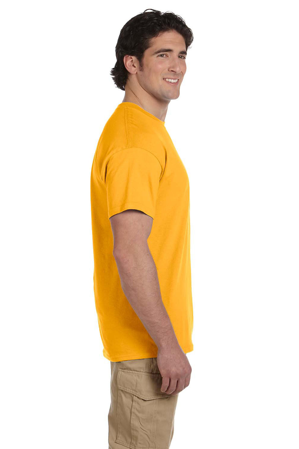Fruit Of The Loom 3931 Mens HD Jersey Short Sleeve Crewneck T-Shirt Gold Side