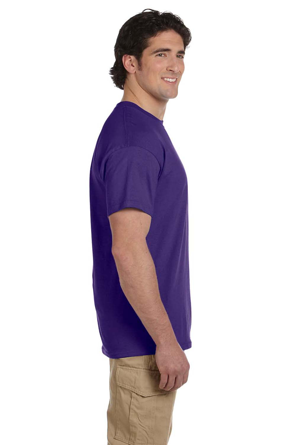 Fruit Of The Loom 3931 Mens HD Jersey Short Sleeve Crewneck T-Shirt Purple Side