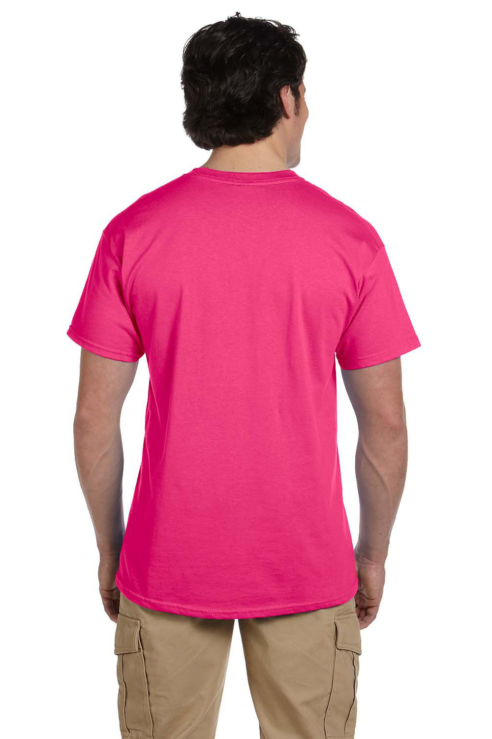 Fruit Of The Loom 3931 Mens HD Jersey Short Sleeve Crewneck T-Shirt Cyber Pink Back