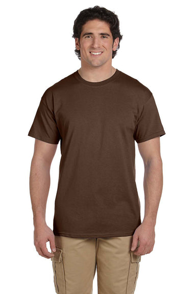 Fruit Of The Loom 3931 Mens HD Jersey Short Sleeve Crewneck T-Shirt Chocolate Brown Front