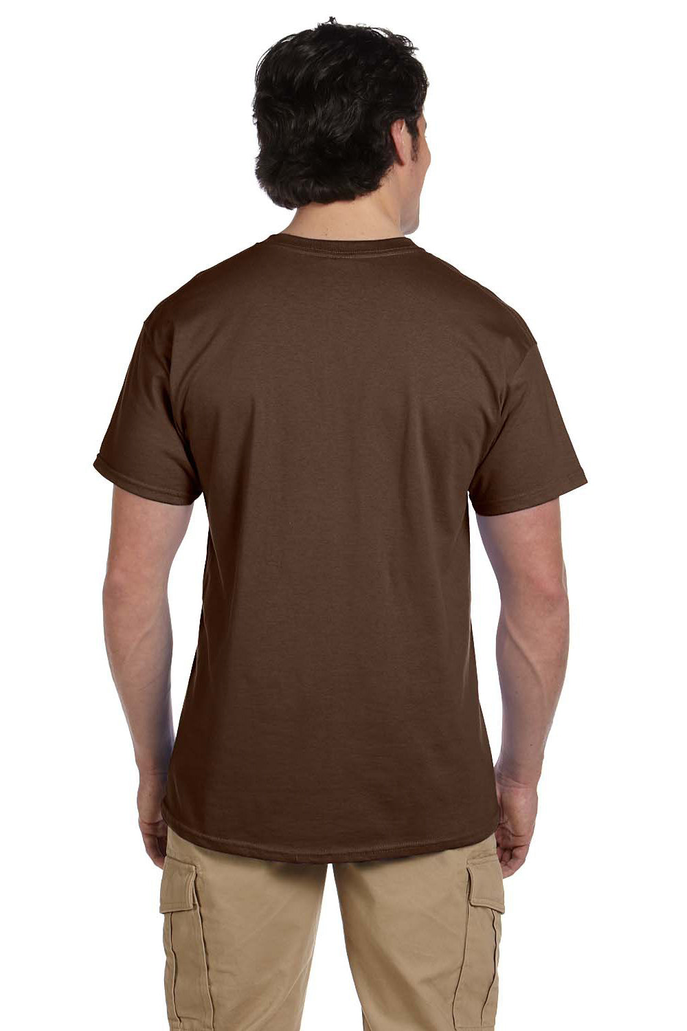 Fruit Of The Loom 3931 Mens HD Jersey Short Sleeve Crewneck T-Shirt Chocolate Brown Back