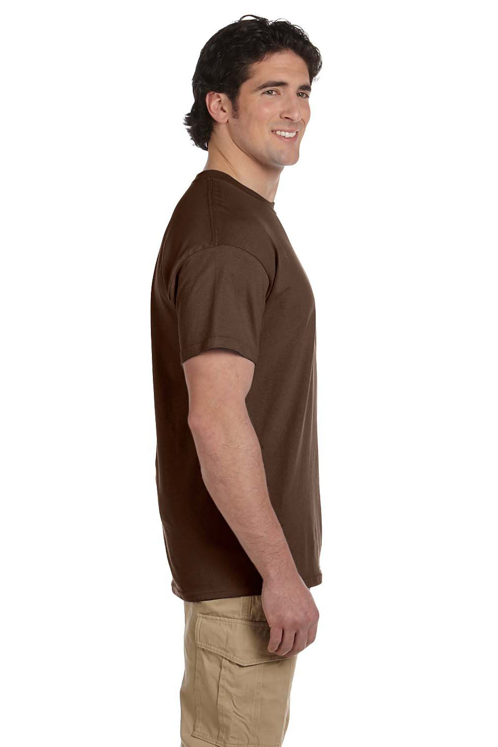 Fruit Of The Loom 3931 Mens HD Jersey Short Sleeve Crewneck T-Shirt Chocolate Brown Side